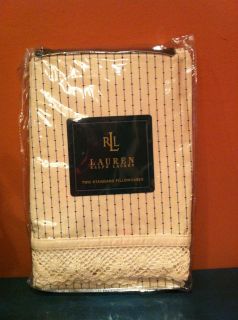  Ralph Lauren Standard Pillowcases (2) Cold Spring Pinstripe Retail $70