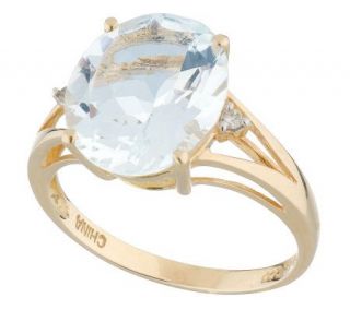 50 ct tw Oval Aquamarine & DiamondAccent Ring, 14K Gold —