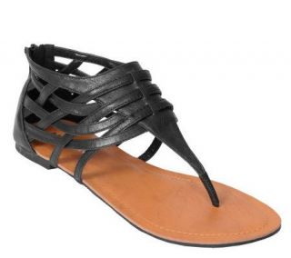 Misbehave by Adi Strappy Leather Thong Sandals —