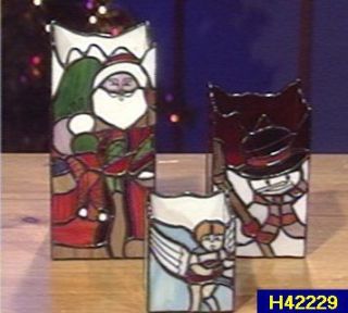 Decorative Stained Glass Santa Candleholder —