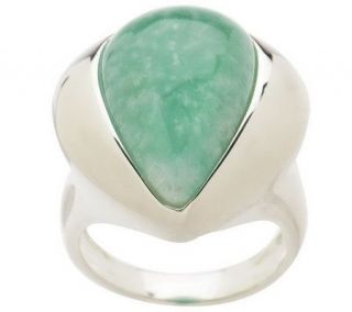 Paola Valentini Sterling Pear Shaped Gemstone Ring —