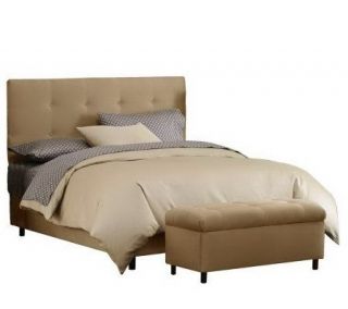 Home Reflections Ultrasuede Full Headboard & Storage Bench —