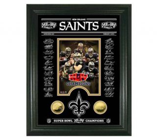 NFL Saints SB XLIV Champs Etched 24K Plated CoinPhoto Mint —
