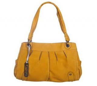 Makowsky Italian Nubuck East/West Tote with Pleating Detail — 