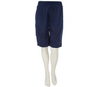 Denim & Co. Stretch Twill Bermuda Shorts with Ribbed Knit Waistband 