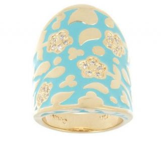 Lauren G Adams High Polished and Pave Floral Saddle Ring —