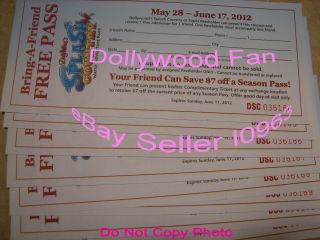 Dollywood Splash Country Bring Friend Free Pass / Ticket Ship Fee 1st