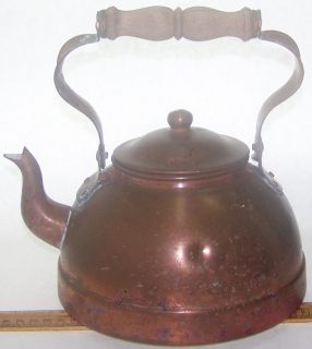 Vintage 7 1 2 Tagus R51 Copper Teapot Kettle Wood Handle Portugal