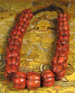 Tibetan Real Natural Coral Large Melon Bead Necklace