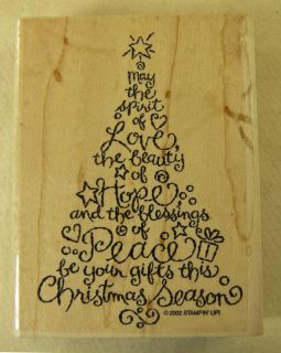 Stampin Up Rubber Stamp Christmas Tree Made of Words Love Hope Peace 4