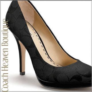 New Womans COACH CAYA Signature Heels Black Pumps Platform 9 5