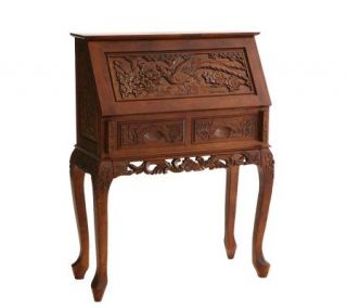 Handcarved Drop Front Desk with Carved Apron  Cherry Finish — 