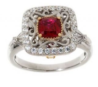 Diamonique Enlightened Sterling Royal Ruby Ring —