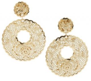 Arte d Oro Round Floral Filigree Drop Earrings 18K Gold —