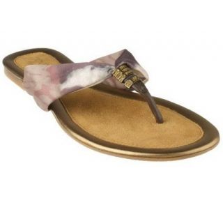KathyVanZeeland Animal Print Fabric Thong Sandals —