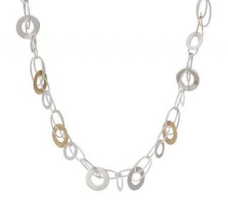 Sterling 18 Oval Link Two tone Dangle Necklace 30.0 grams —