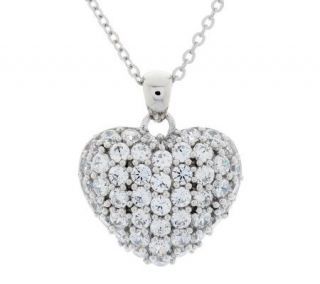 Epiphany Diamonique 1.35 ct tw Pave Heart Pendant w/Chain —