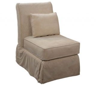 Amadeus Armless Chair with Quilted Micro Suede Slipcover —