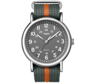 Timex Mens Gray and Orange Unisex Weekender Watch —