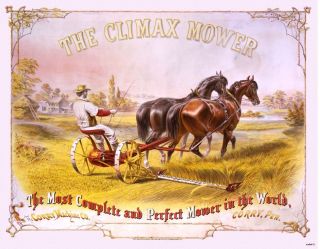  Climax Hay Grain Mower Ad Corry PA Print Art by Louis Mauer 612