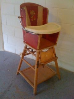 Vroom C 1940 Most Unusual Convertible High Chair w Tuck N Roll
