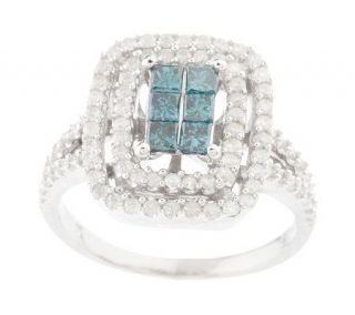 AffinityDiamond 1.00 ct tw Blue Princess Cut Ring, Sterling — 