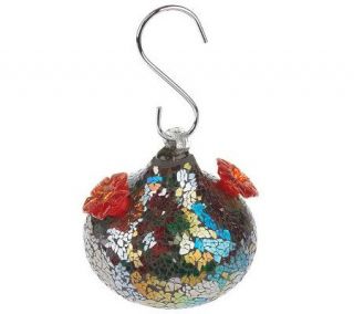 Mosaic Shimmer Glass Hummingbird Feeder w/Hook —