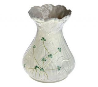 Belleek 9 Daisy Vase with Shamrock Detail —