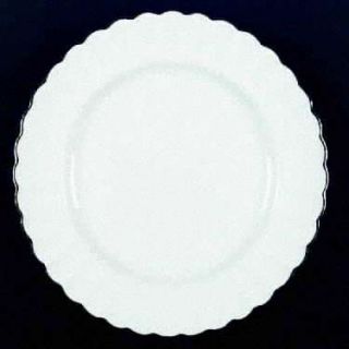 Spode Corinth Fluted White Dinner Plate w Platinum Trim