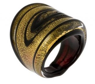 Murano Glass Swirl Ring with 18K Gold Foil —