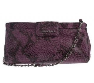 Judith Ripka Madison Python Embossed Leather Clutch w/ Chain Strap 