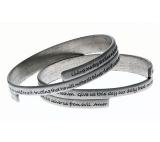 Set of Two Pewter Prayer Bangles by Catherine Galasso —