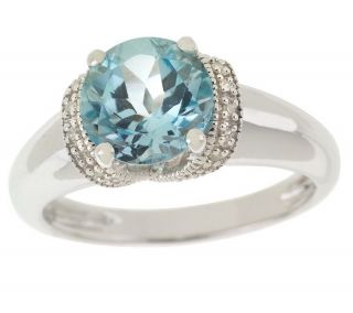 Sterling Round Gemstone and Diamond Accent Ring —