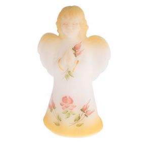 Fenton Art Glass Opal Handpainted Angel Figurine —