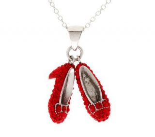 Wizard of Oz Sterling Crystal Ruby Slippers Pendant & Chain 