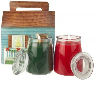 Set of 2 Holiday Cottage Soy Candles with Gift Box by Valerie
