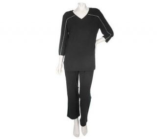 Sport Savvy Stretch Jersey 3/4 Sleeve Top and Full Length Pants w 