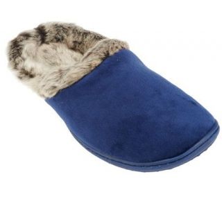 Dearfoams Microfiber Velour Clog with Frosted Faux Fur Lining 
