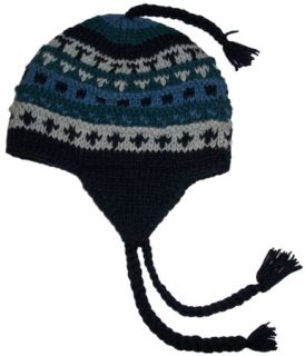 Authentic Soul Blue Cap Wool Knit Ear Flap Hat Snowboard Beanie Mens