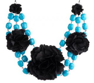 Joan Rivers Pretty Petals Flower & Beads 16 Necklace w/3 Extender 
