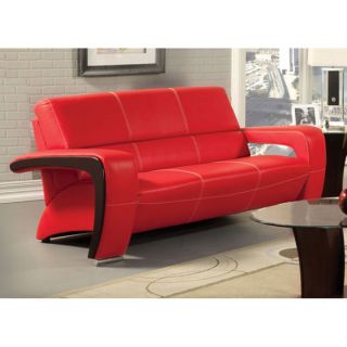 PC Set Modern Red Black Sofa Couch Loveseat Chair Unique Faux