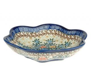 PolishStoneware Majestic Bouquet Shallow Fluted Bowl —