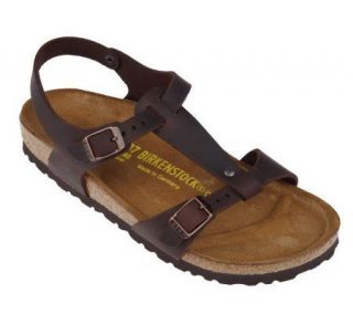 Birkenstock Oiled Leather T Strap Sandals with Ankle Strap —