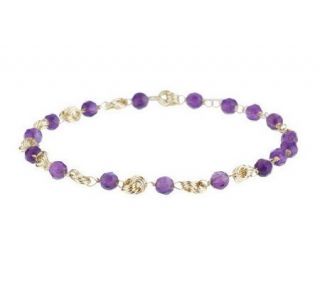 As Is 8 Gem stone and Love Knot Bracelet, 14K Gold —