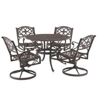 Home Styles Cast Aluminum 42 Round Table w/4 Swivel Armchairs