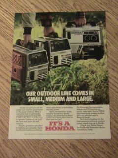  1984 Honda Generator Advertisement s M L Outdoor Ad