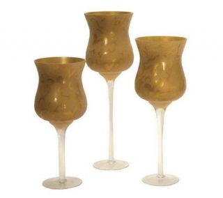 Set of 3 Frosted Candle Goblets by Valerie —