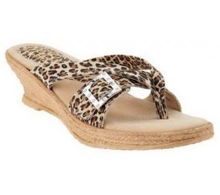 Sbicca Pebbles Animal Print Sandals w/Buckle Detail —