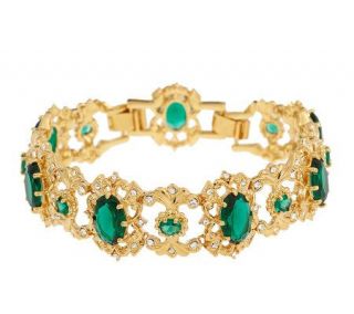 Jacqueline Kennedy Oval Simulated Emerald Wreath Bracelet —