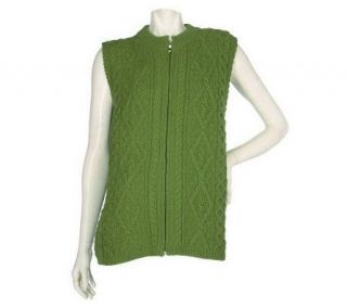 Aran Craft Merino Wool Zip Front Vest —